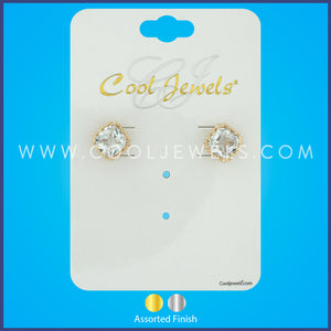 POST EARRINGS WITH RHINESTONES ASSORTED - CARDED