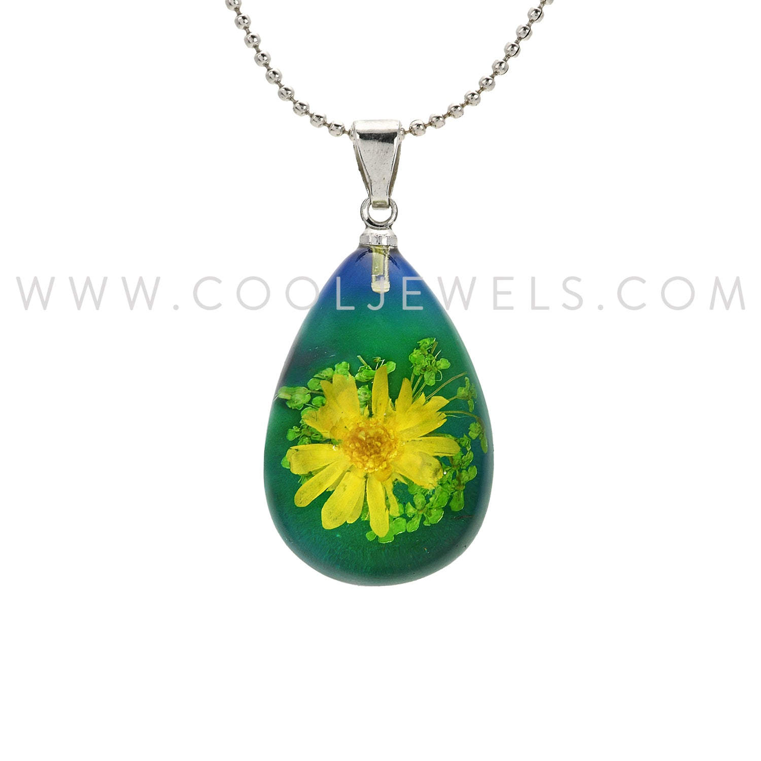Resin Amber Mood Teardrop Flower Necklaces | Wholesale Resin Amber