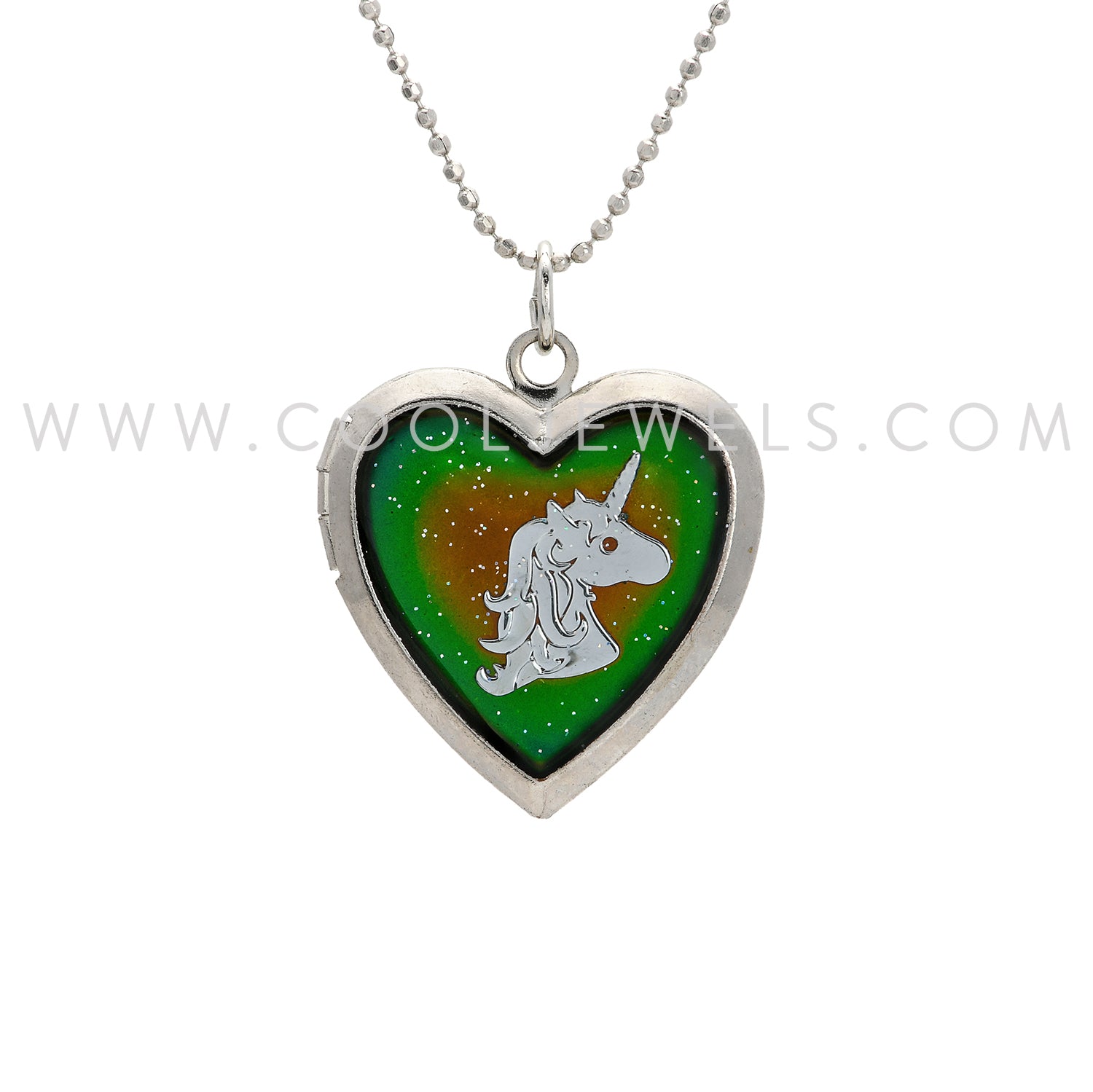 Glitter Mood & Unicorn Heart-Shaped Locket Necklaces – Cool Jewels