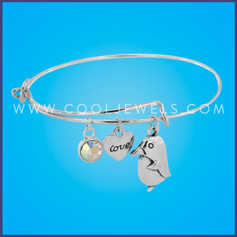 Penguin Silver Bangle Bracelet