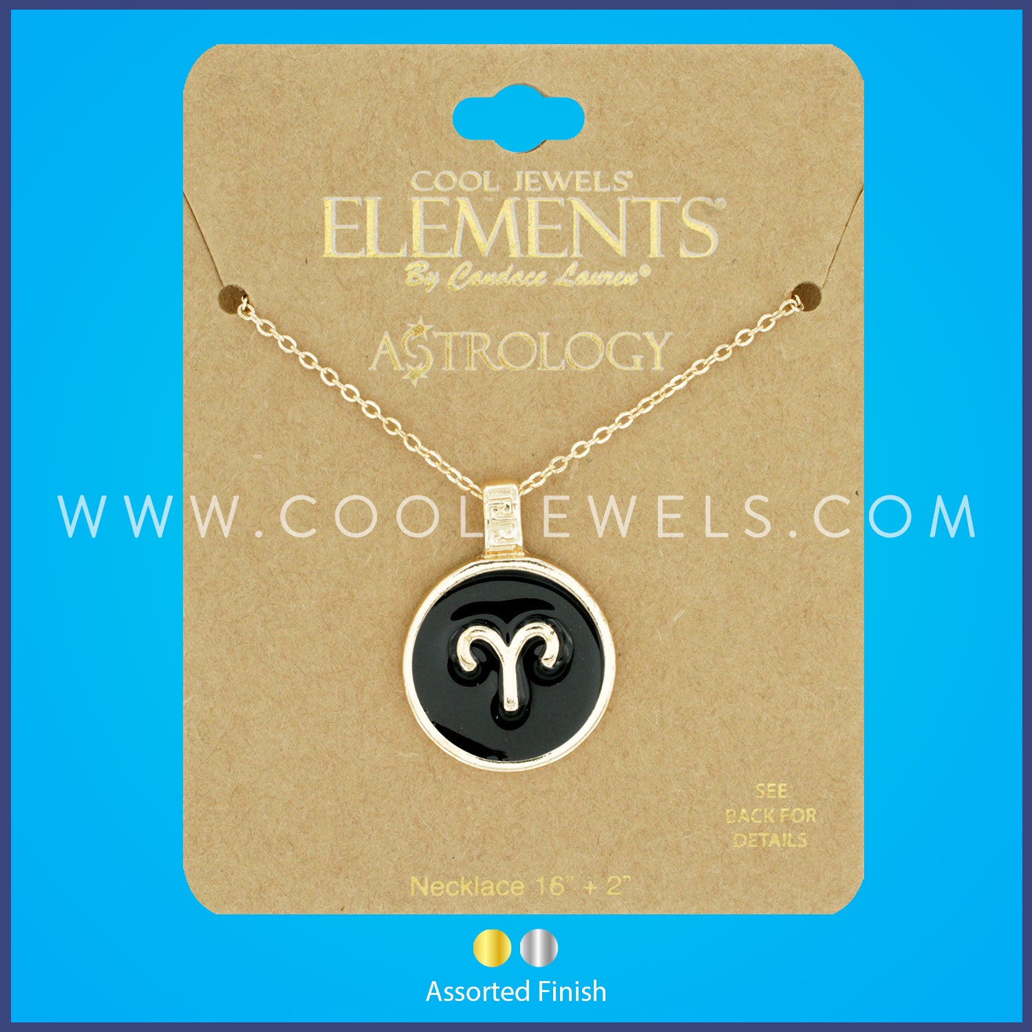 LINK CHAIN NECKLACE WITH ROUND ENAMEL ARIES ZODIAC PENDANT - CARDED