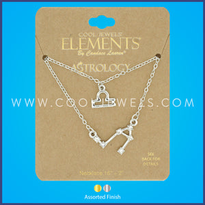 (SET OF 2) LINK CHAIN NECKLACE WITH LIBRA SYMBOL CONSTELLATION - CARDED