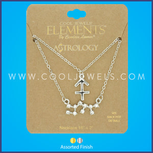 (SET OF 2) LINK CHAIN NECKLACE WITH SAGITTARIUS SYMBOL &amp; CONSTELLATION - CARDED