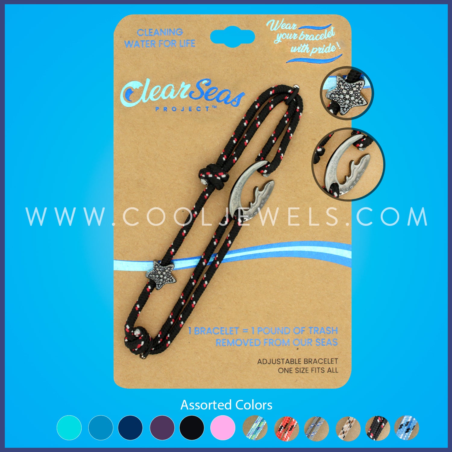 CLEAR SEAS - PARACORD BRACELET WITH STARFISH BEAD