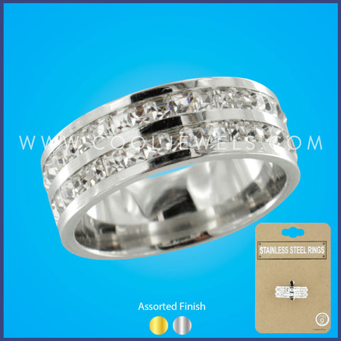 STAINLESS STEEL BAND WITH TWO (2) ROWS OF RHINESTONES  ASSORTED