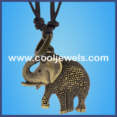 Leather Slider Elephant Necklaces