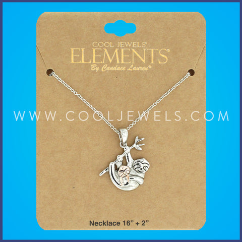 LINK CHAIN NECKLACE WITH SLOTH PENDANT - CARDED