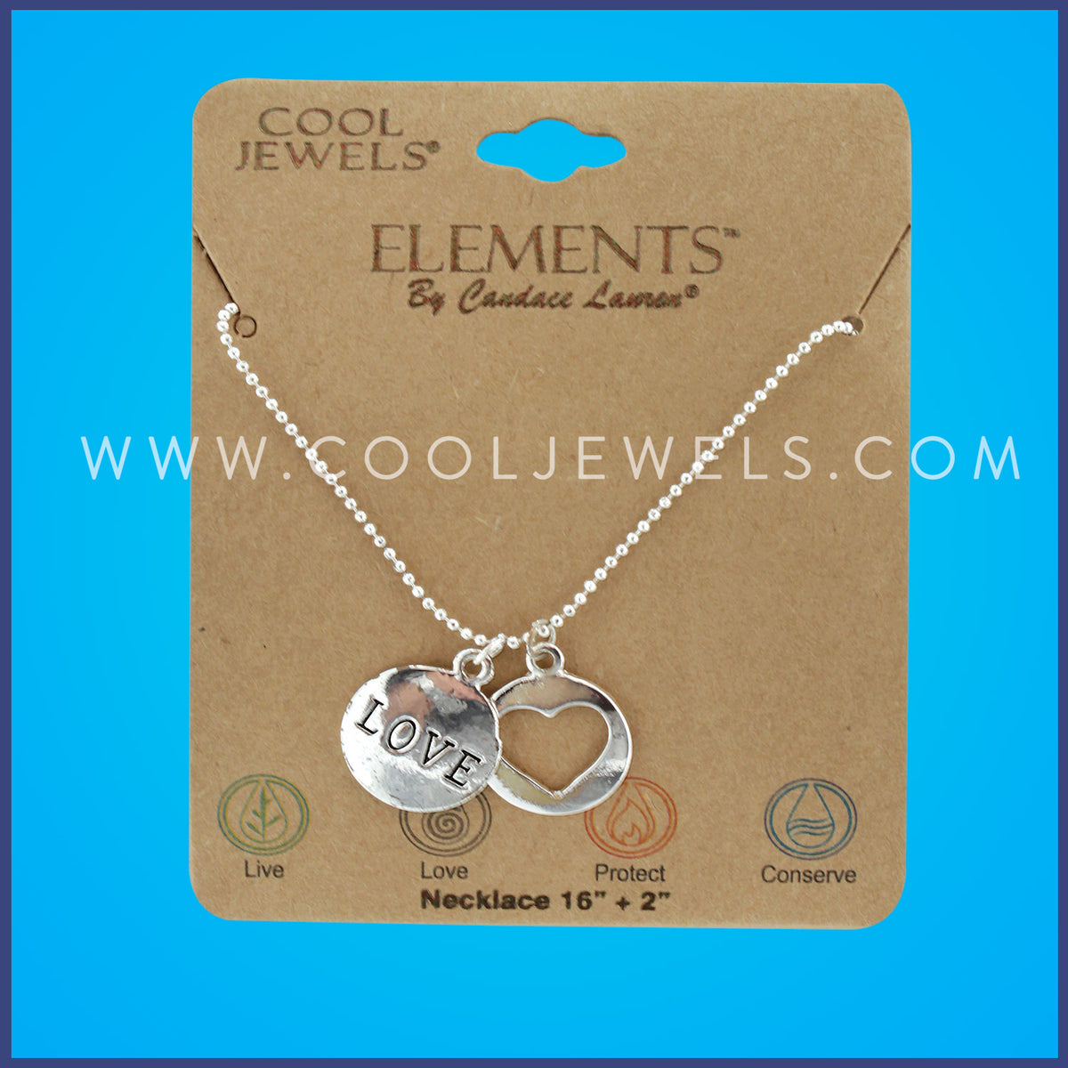 Silver Love and Heart Necklace  Wholesale Silver Love and Heart