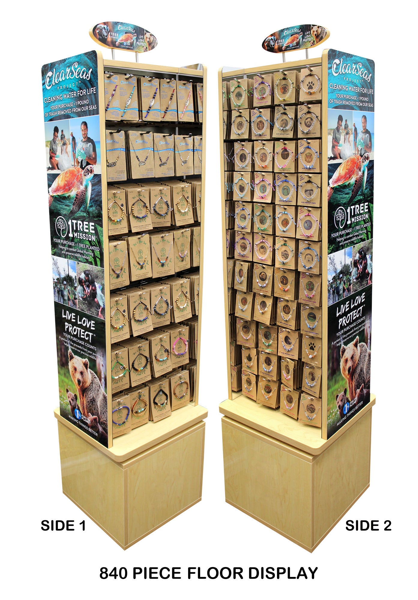 1 Tree Mission® / Live Love Protect™ / Clear Seas Project® Floor Display 840pcs