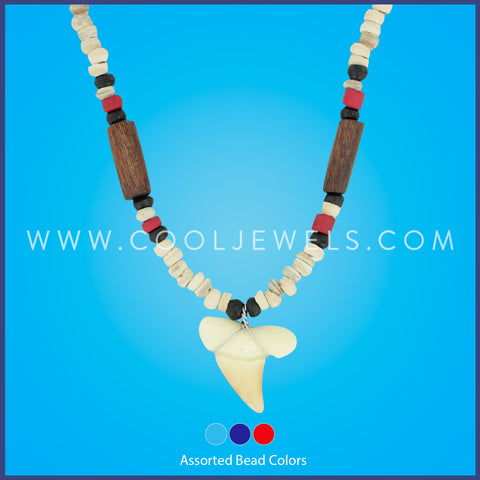 Mako Shark Tooth Pendant Hawaiian Necklace | Wooden Beads with Symbol of  Strength and Protection – Lavahut