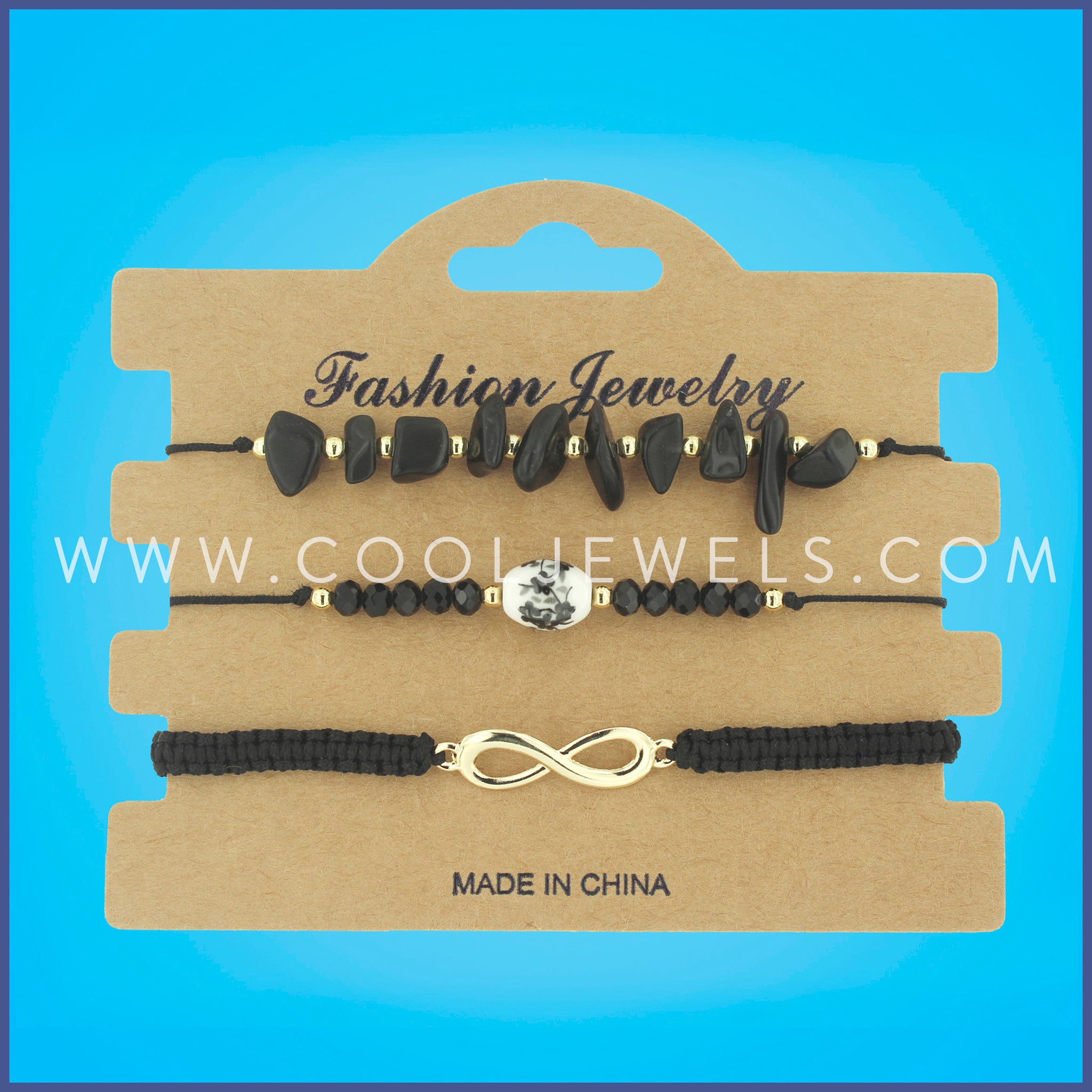 Set of 3 Slider Bracelets, Carded