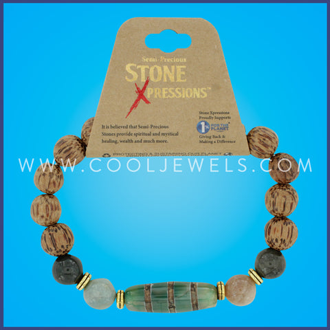 DOUBLE ELASTIC STRETCH BRCELET WITH STONE BEADS - CARDED