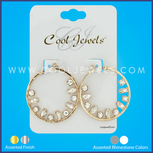 HOOP EARRING WITH FACETED STONES ASSORTED - CARDED