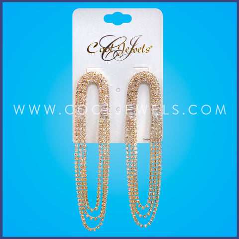 AF - GOLD POST LONG METAL RHINESTONE EARRINGS