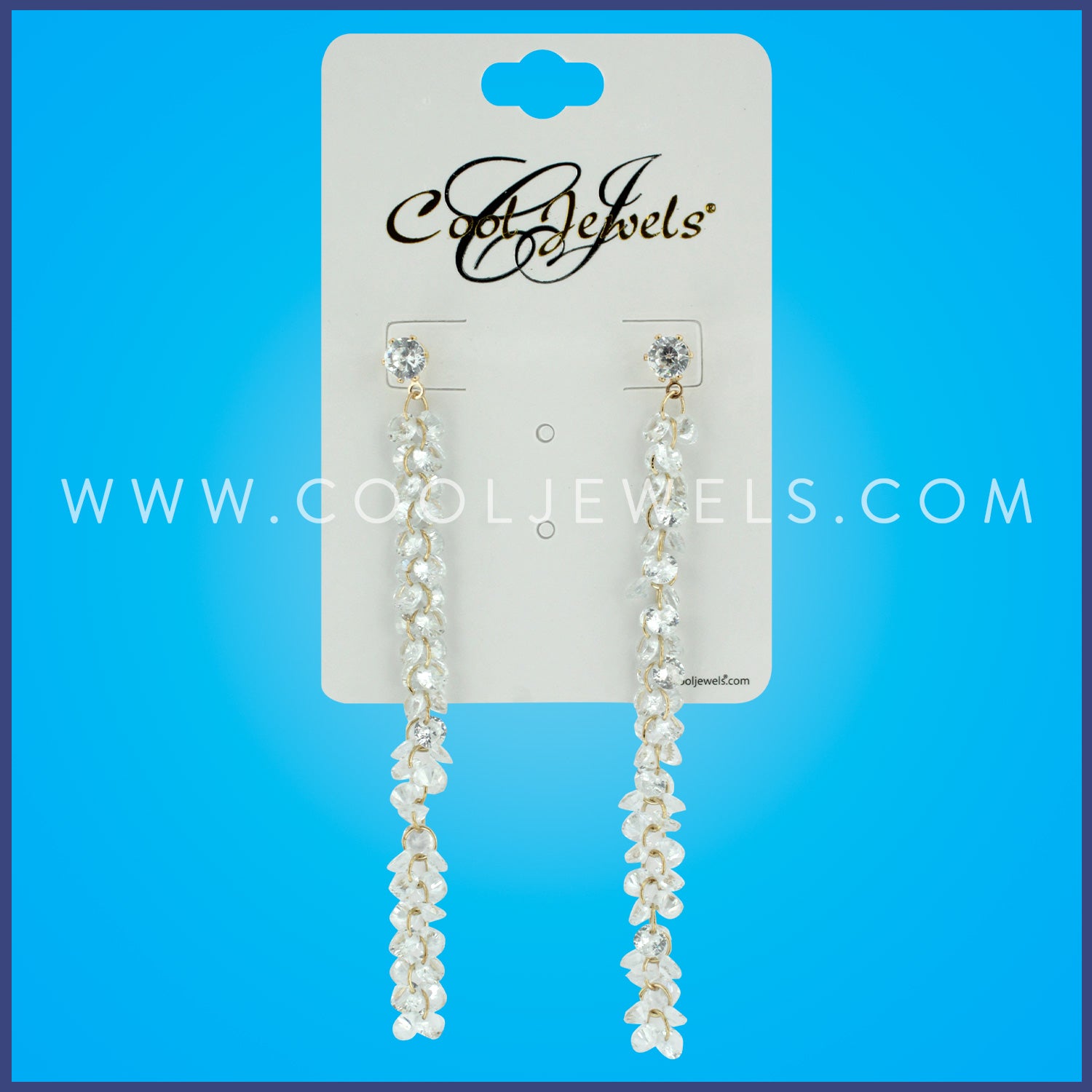 AF - LONG POST EARRINGS WITH RHINESTONE CLUSTERS