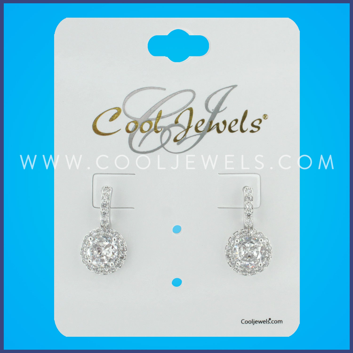 POST EARRING WITH ROUND RHINESTONE PENDANT