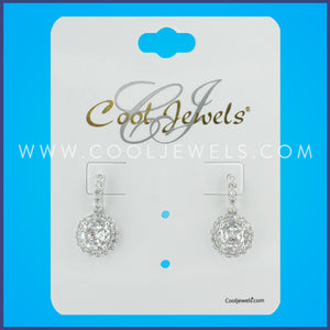 POST EARRING WITH ROUND RHINESTONE PENDANT