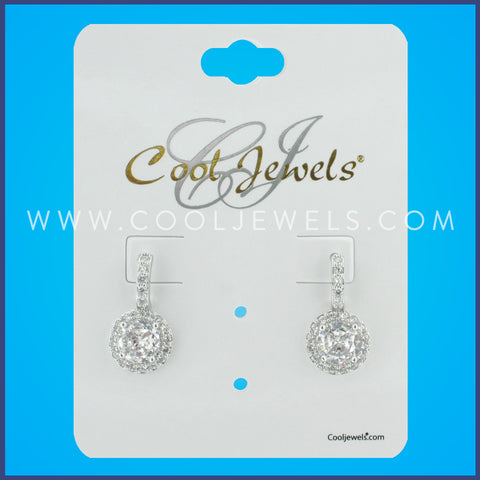 POST EARRING WITH ROUND RHINESTONE PENDANT