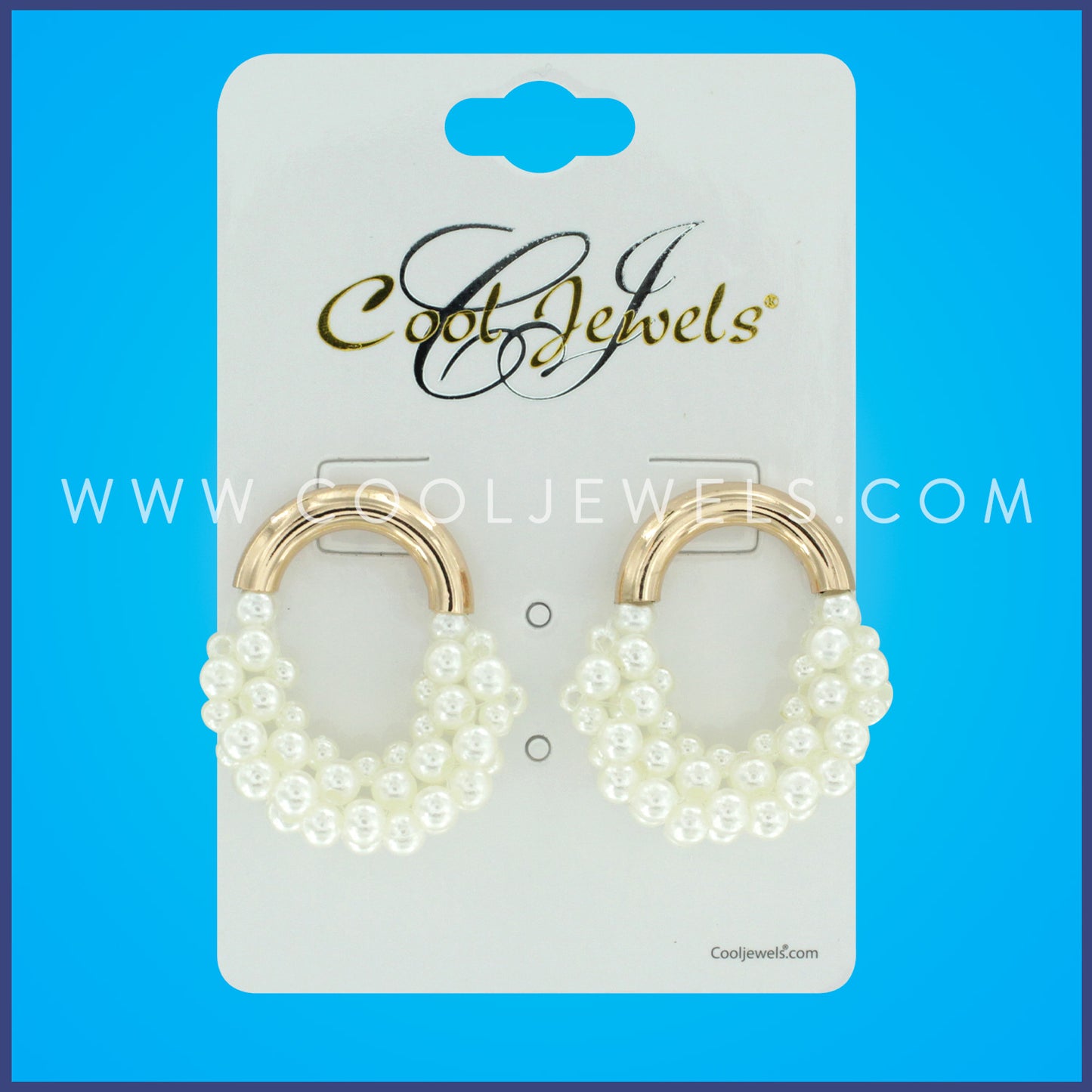 AF - GOLD POST EARRING WITH PEARL BEADS