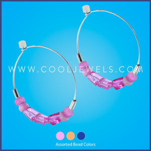 HOOP EARRING WITH COLORED BEADS - ASSORTED