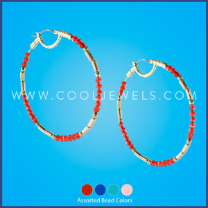 HOOP EARRING WITH COLORED FACETED BEADS - ASSORTED