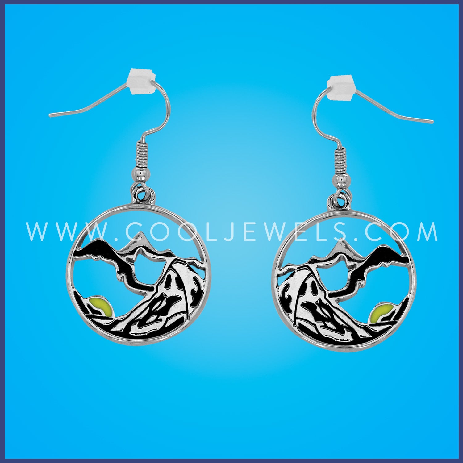 FISH HOOK EARRING WITH MOUNTAIN DISC