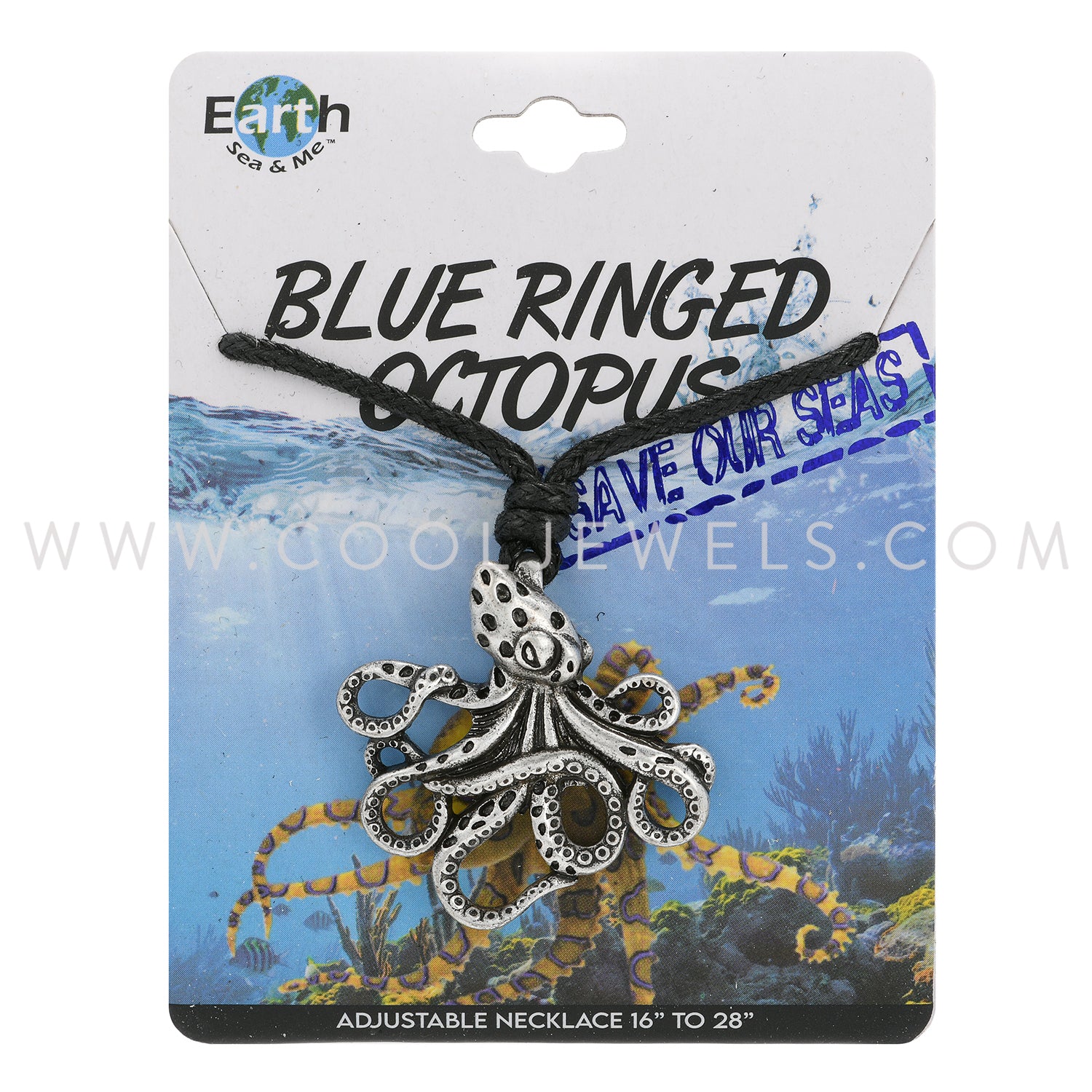 Earth, Sea & Me Blue Ringed Octopus Slider Cord Necklace – Cool Jewels