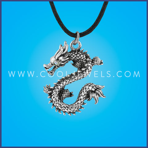 BLACK CORD NECKLACE WITH CHINESE DRAGON PENDANT - ASSORTED