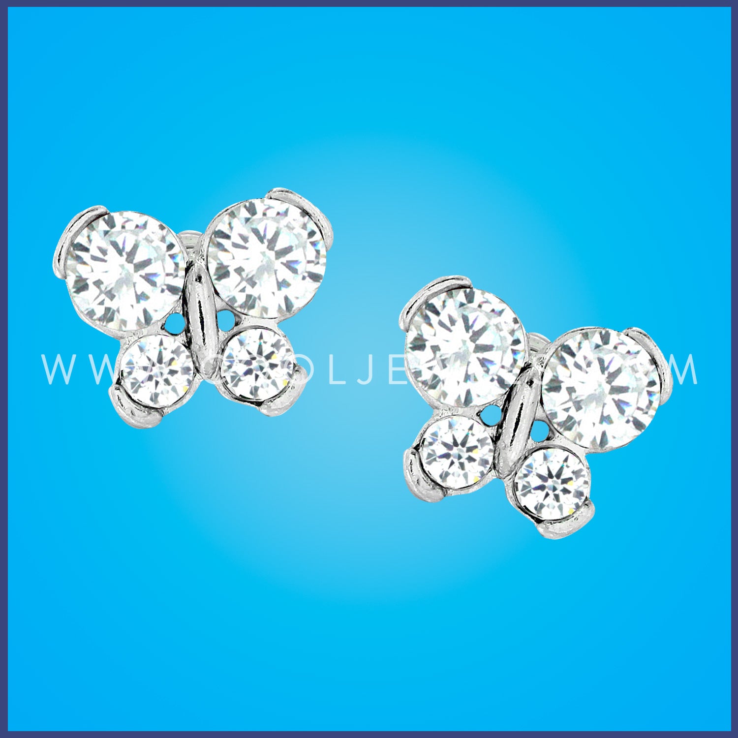 POST EARRING WITH CLEAR RHINESTONE BUTTERFLY