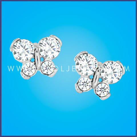 POST EARRING WITH CLEAR RHINESTONE BUTTERFLY