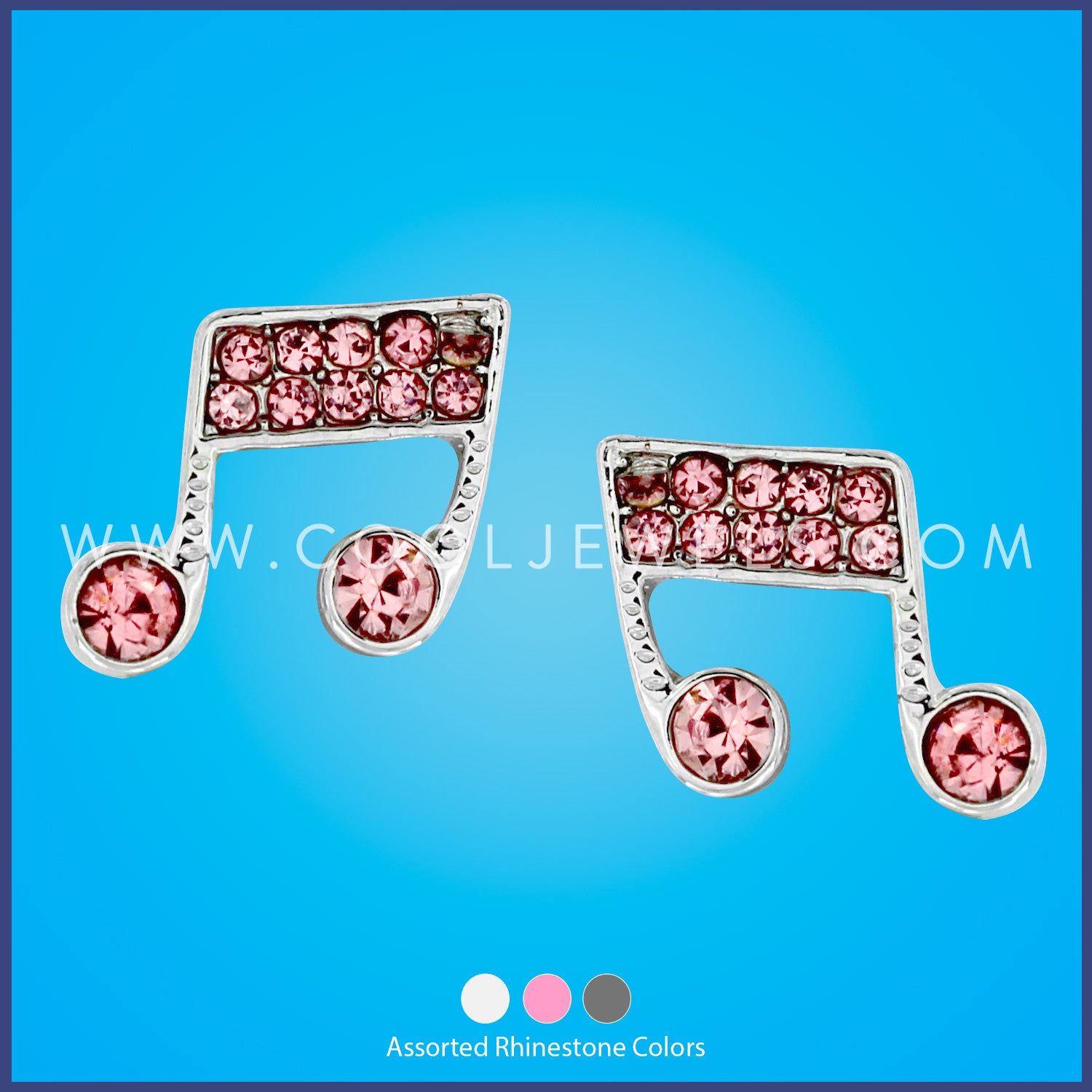 RHINESTONE MUSICAL NOTE EARRINGS - ASSORTED