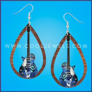 TEARDROP EARRING WITH FLAG GUITAR