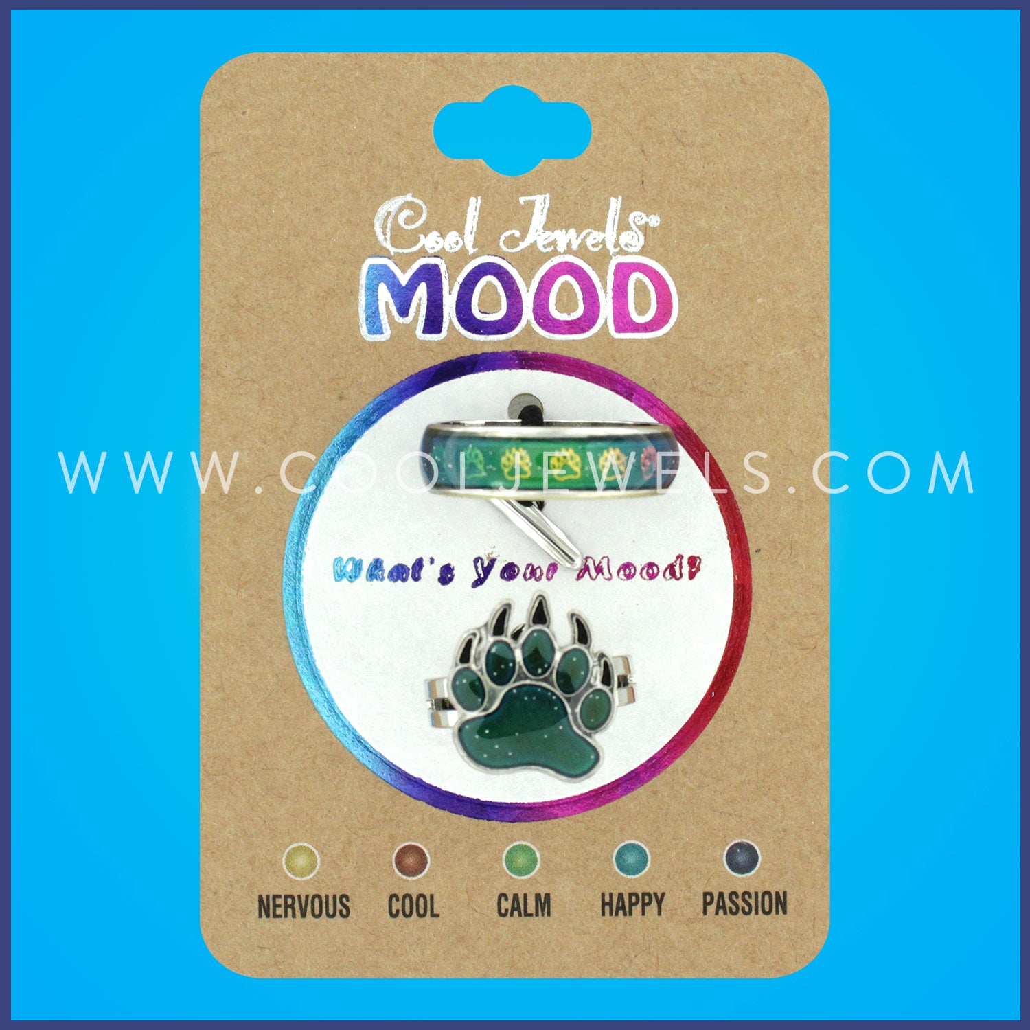 (SET OF 2) BEAR PAW MOOD BAND & BEAR PAW MOOD RING - CARDED