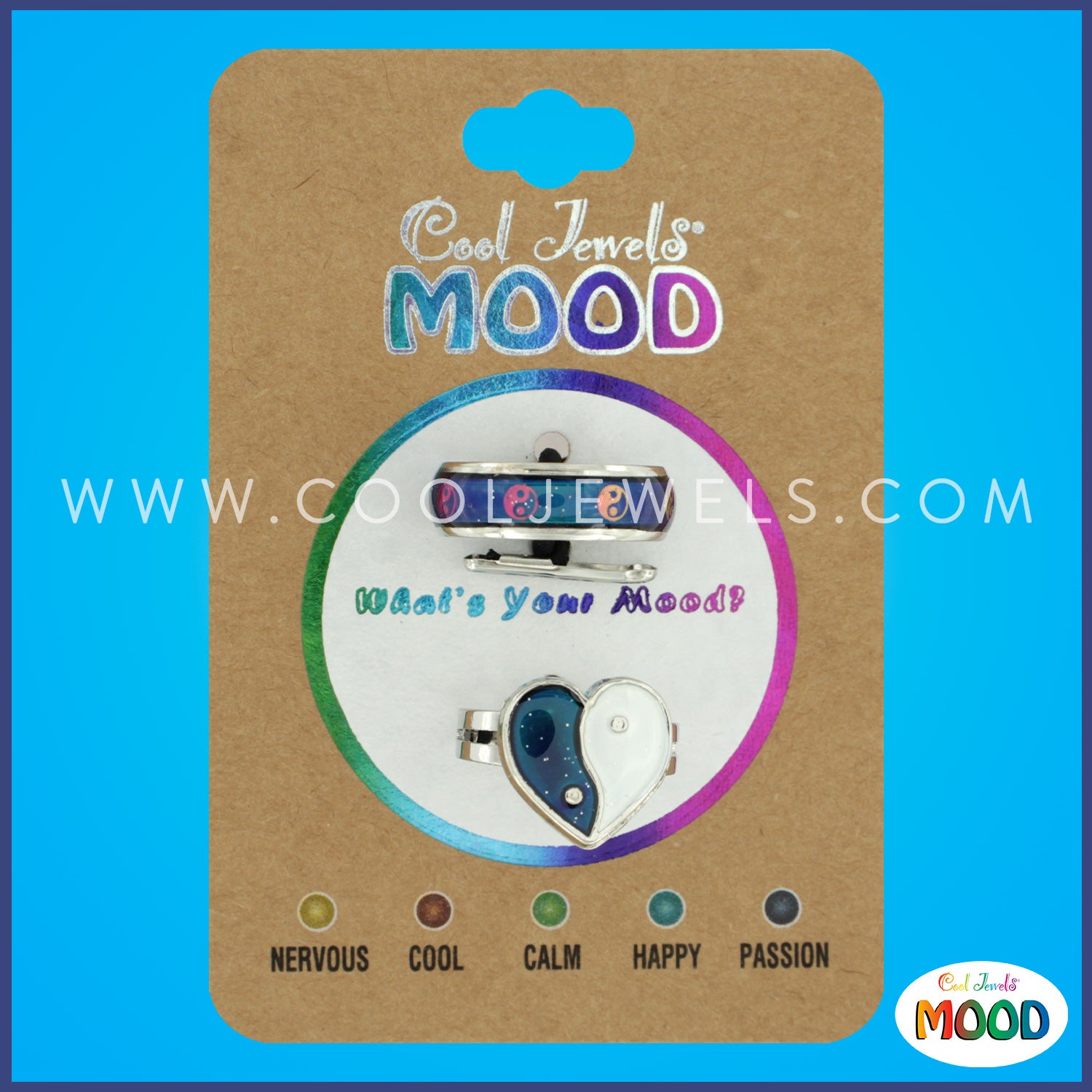 (SET OF 2) YIN YANG MOOD BAND & YIN YANG MOOD RING - CARDED