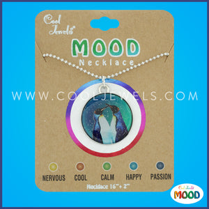 Round Glitter Mood Penguin Pendant Necklaces