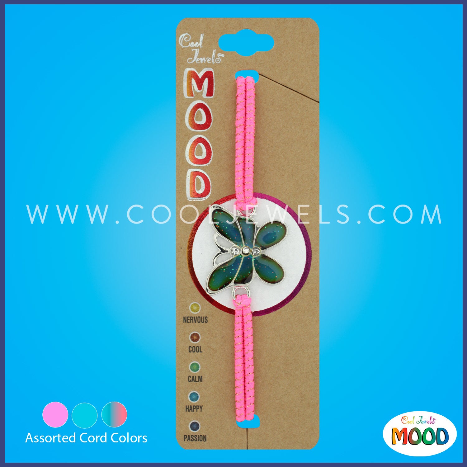 STRETCH ELASTIC BRACELET ANKLET WITH MOOD BUTTERFLY - ASSORTED