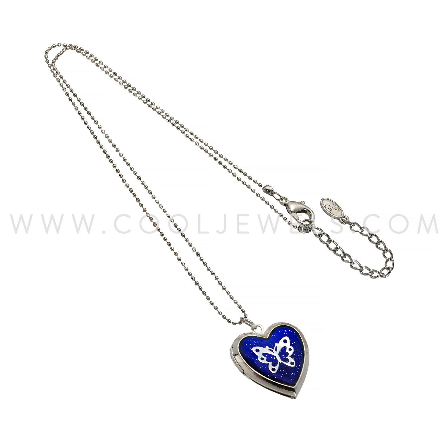 Glitter Mood & Butterfly Heart-Shaped Locket Necklaces – Cool Jewels