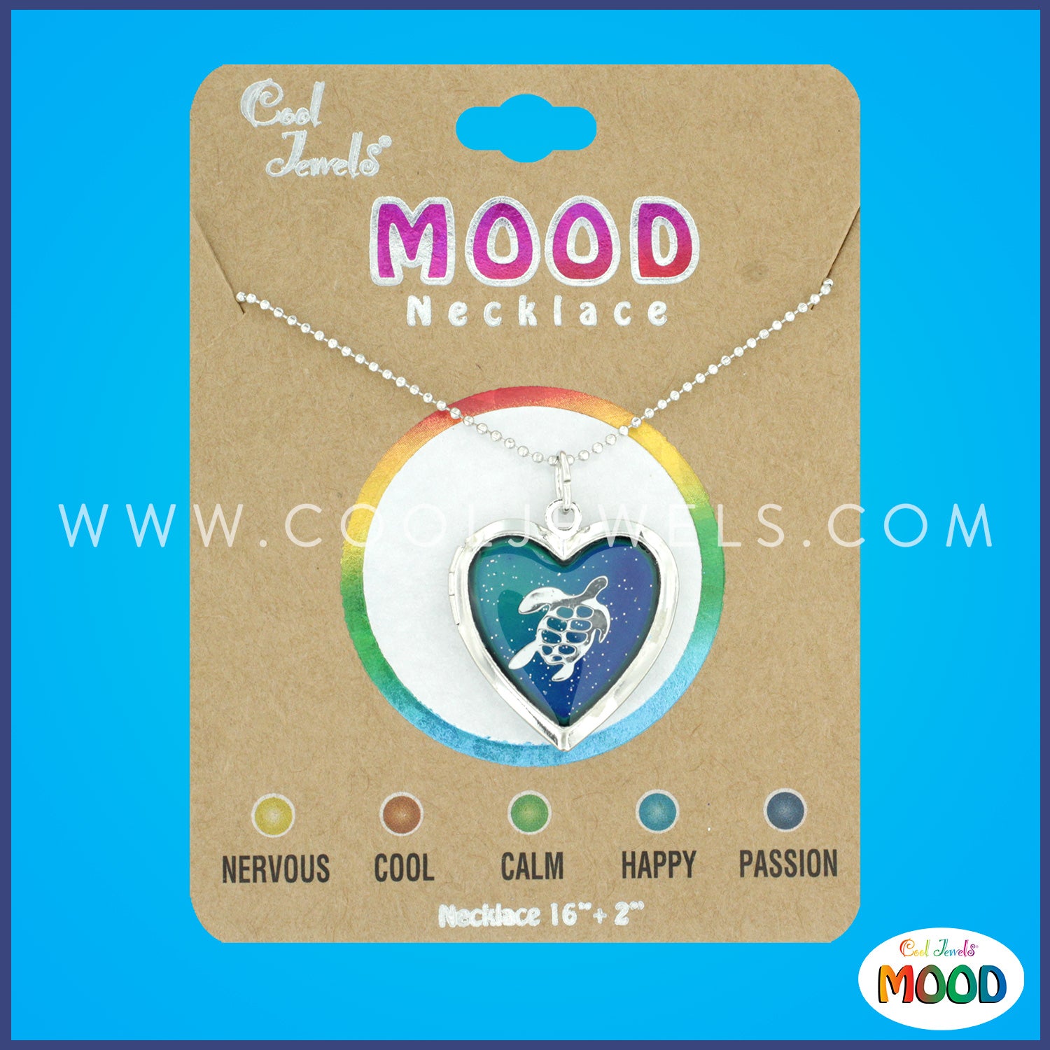 Glitter Mood Turtle Heart Shaped Locket Necklaces Cool Jewels