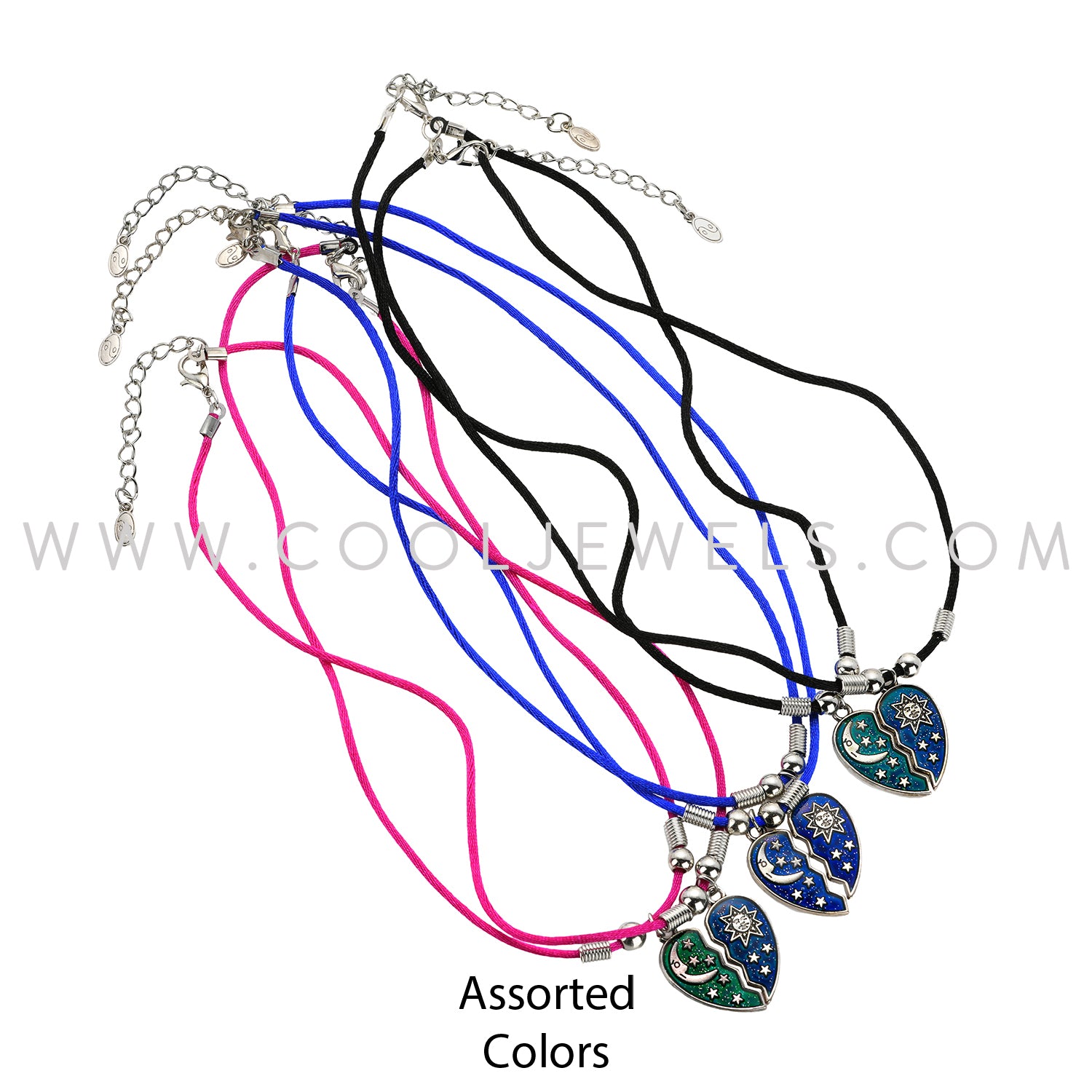 Mood Moon and Sun Heart Necklaces Wholesale Mood Moon and Sun