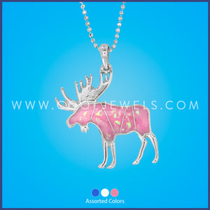 BALL CHAIN NECKLACE WITH MOOSE PENDANT - ASSORTED