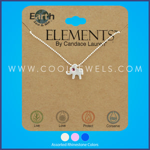 SILVER BALL CHAIN NECKLACE WITH ELEPHANT CARDED - ASSORTED