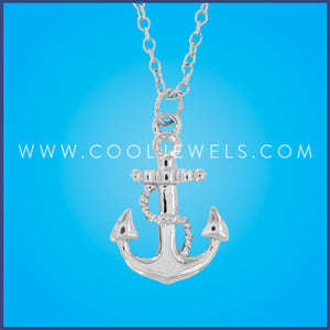 SILVER LINK CHAIN NECKLACE WITH ANCHOR PENDANT