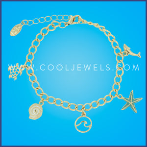 GOLD CHAIN BRACELET WITH SEALIFE CHARMS