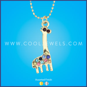 Multi-Colored Rhinestone Giraffe Necklace