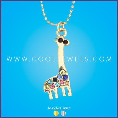 Multi-Colored Rhinestone Giraffe Necklace