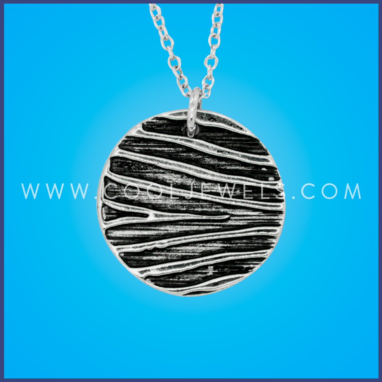 LINK CHAIN NECKLACE WITH ROUND ZEBRA PRINT PENDANT
