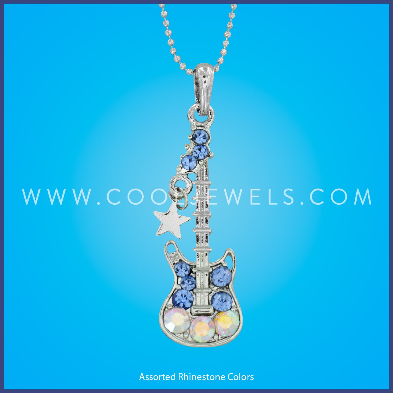 CHAIN NECKLACE WITH RHINESTONE GUITAR PENDANT
