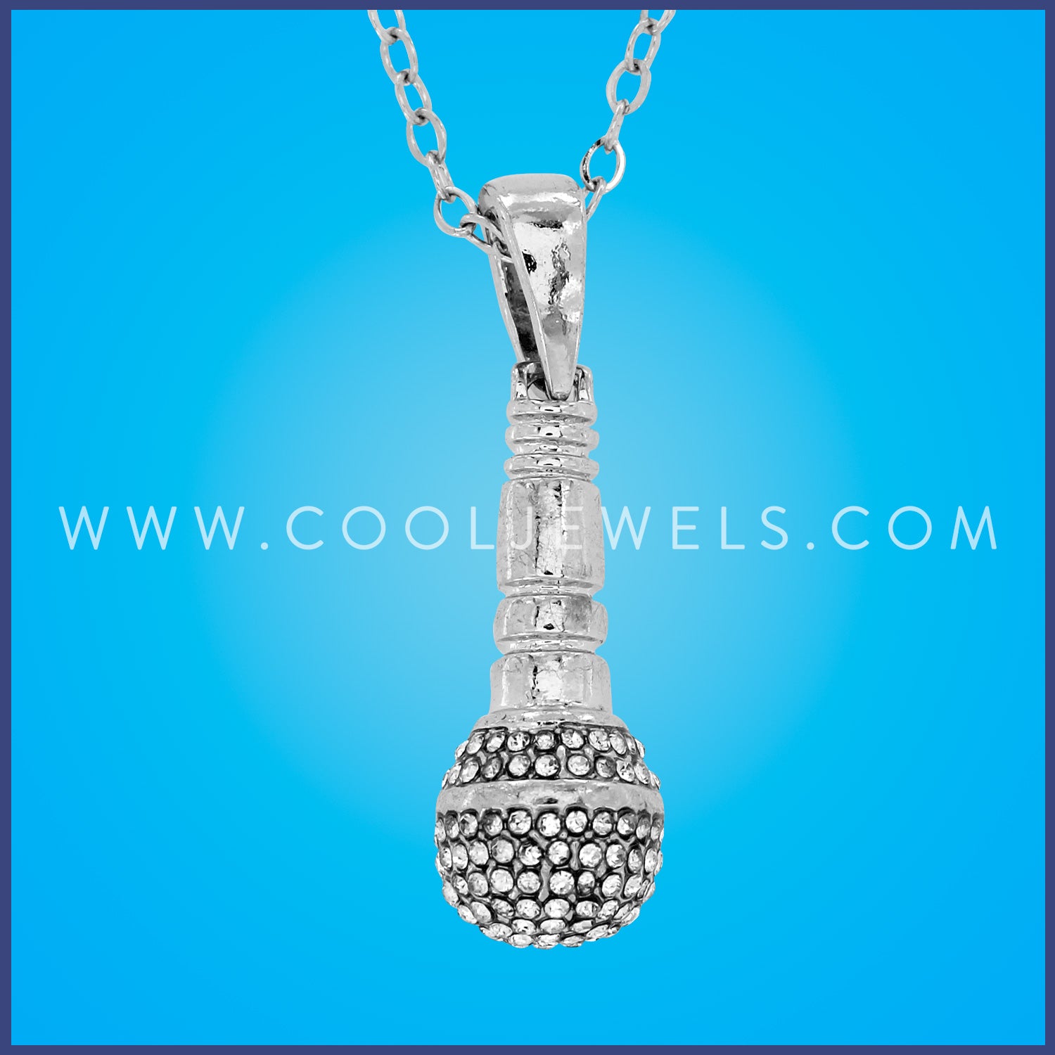 CHAIN NECKLACE WITH RHINESTONE MICROPHONE PENDANT