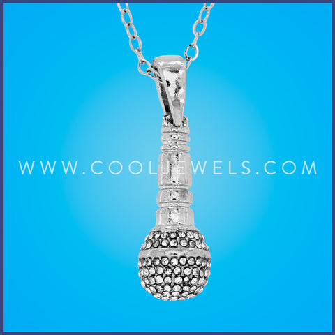 CHAIN NECKLACE WITH RHINESTONE MICROPHONE PENDANT