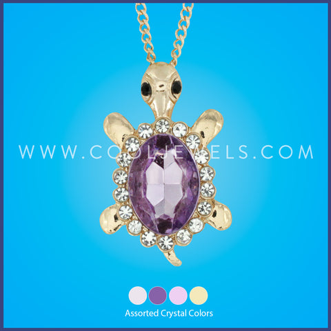 NECKLACE WITH RHINESTONE TURTLE - ASSORTED